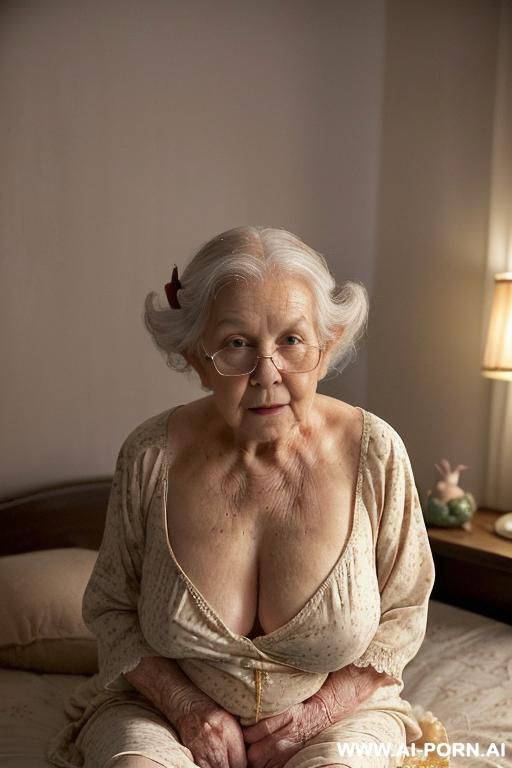 scene features: modest-amateur-suburban-elderly-granny!, and (((two realistic elderly gnomes!!))). ((bedroom is wrapped in a richly intimate, subdued nighttime atmosphere)), (((illuminated only by a low - #main