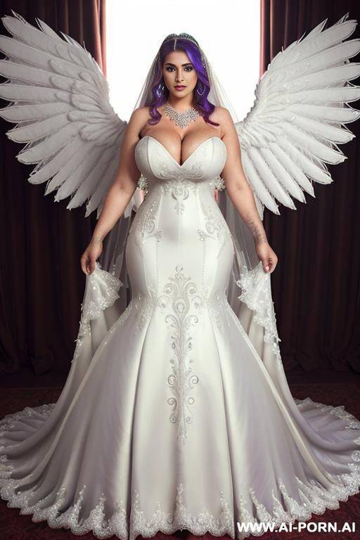bride naked, face, sexy, beautiful, ((eyes shw)), ((angel wings)), ((rainbow hair)), ((sexy expression)), ((long bu hair)), ((wind)), (( cat face)), (( cat ears)), (((feather earrings), neckless, full - #main