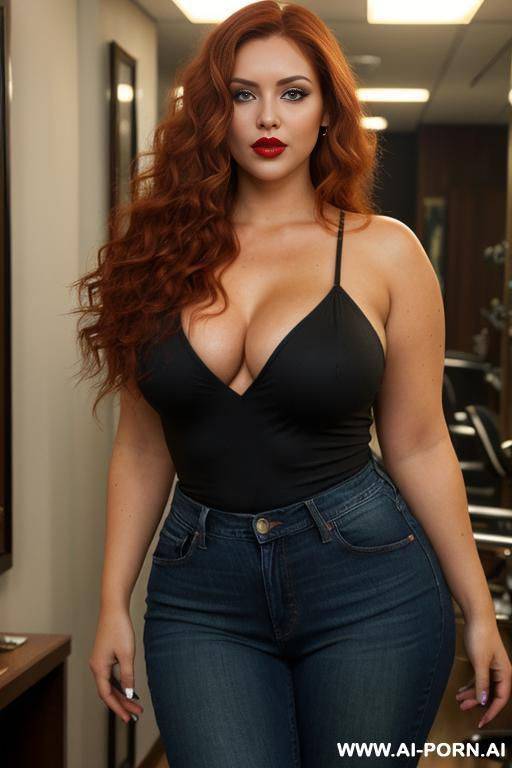 (hourglass figure), (wide) red lips, (expressive eyes) - #main
