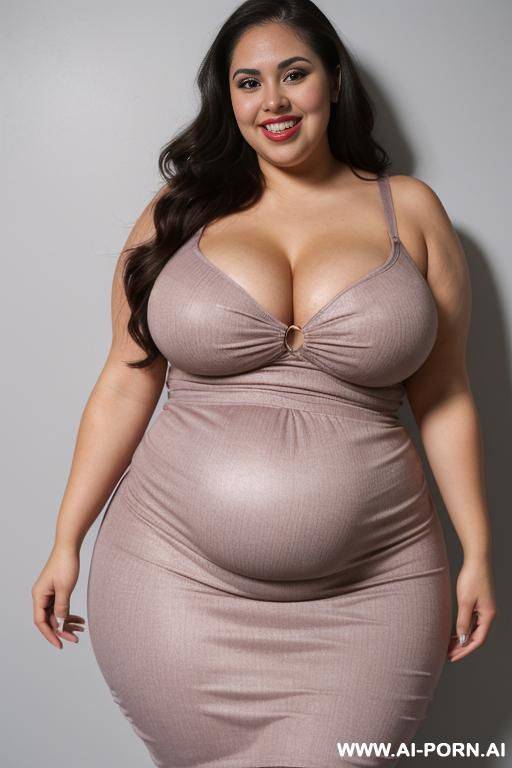 latina, pushing vacuum, tight sundress, plumped up, she’s touching her belly, licking her lips, sign on wall says “sealed” - #main