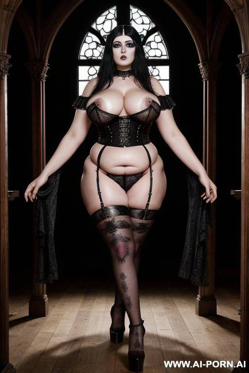 ((((gigantic breasts)))), ((thick thighs, puffy nipples, obese, fat, big ass)), ((naked, greassy, oily)), horny, ((nasty, )), ((white skin)), (wide hips, wet), bimbo, (side view) - #main