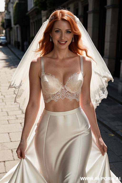 woman, 30 years old irish woman walking on a sidewalk as a wind lifting up her summer dress revealing her hairy ginger pussy, windy upskirt, smile, ginger hair, s, big breast, - #main