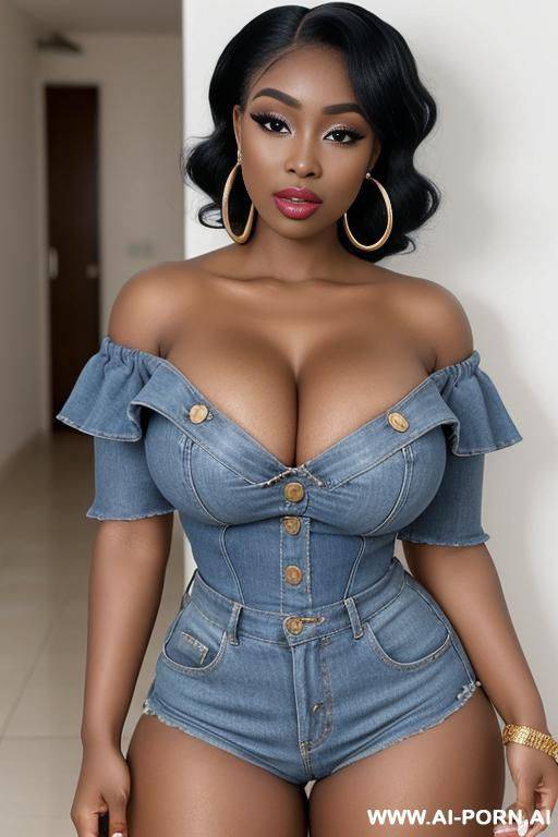 extremely pretty, full lips, button nose, ahegao, hoop earrings, round boobs, tight waist - #main