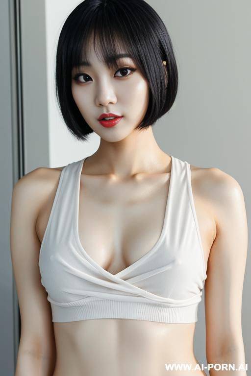 korean kpop idol with a bob having her shirt cut off revealing her naked breasts - #main