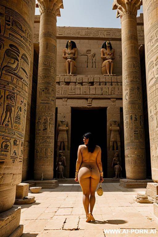 ancient egyptian chubby naked devote female servant in a egyptian palace surrounded by an ancient egyptian pharao and his wife - #main
