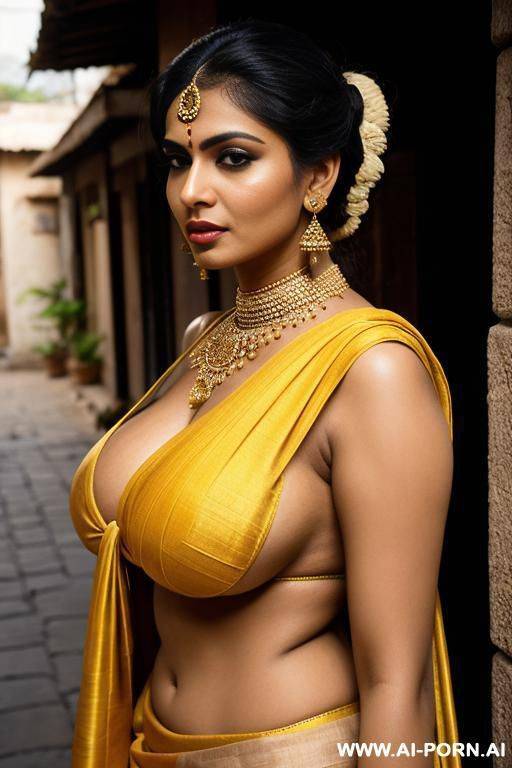 indian woman, busty, skimpy sexy sari, street, groped by man from behind, man grabbing boobs from behind - #main