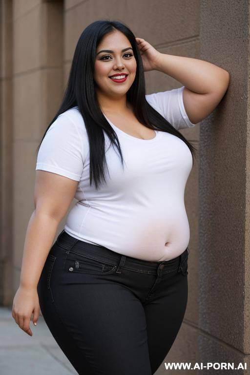 hot latina, chicana, tight jeans, very wide hips, smiling, super pretty, rotund, obese, ssbbw - #main