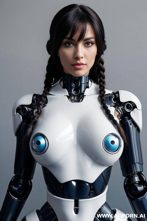 ((beautiful realistic and very detaleid)) (( taur-women fully robotic body with four legs)), detaleid face, skin in latex white and sky blue color, covered to latex, to boots, hd image quality, ((no background)). - #main