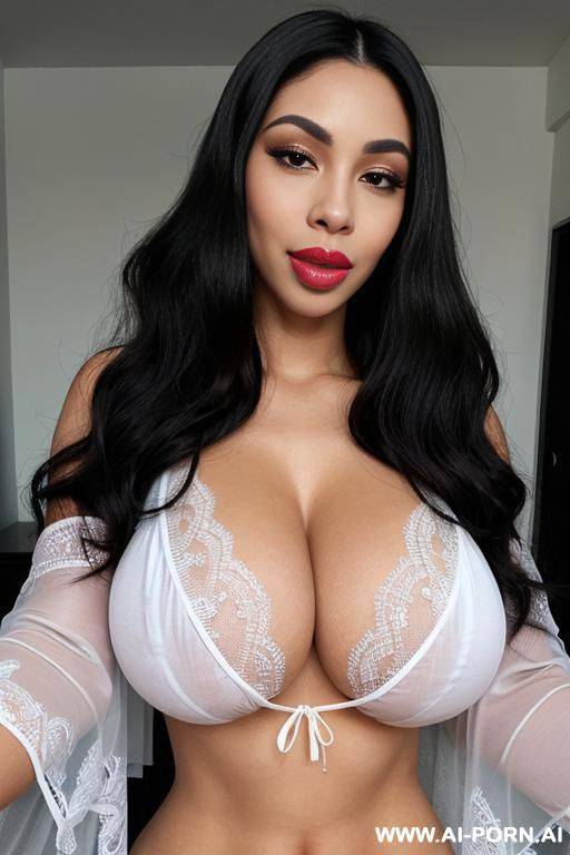 white (african) black mixed race, ((big lips, large lips, huge lips)), massive huge gigantic boobs, ((big lips, large lips, huge lips)), long voluminous wavy hair, ((big lips, large lips, huge lips)) - #main