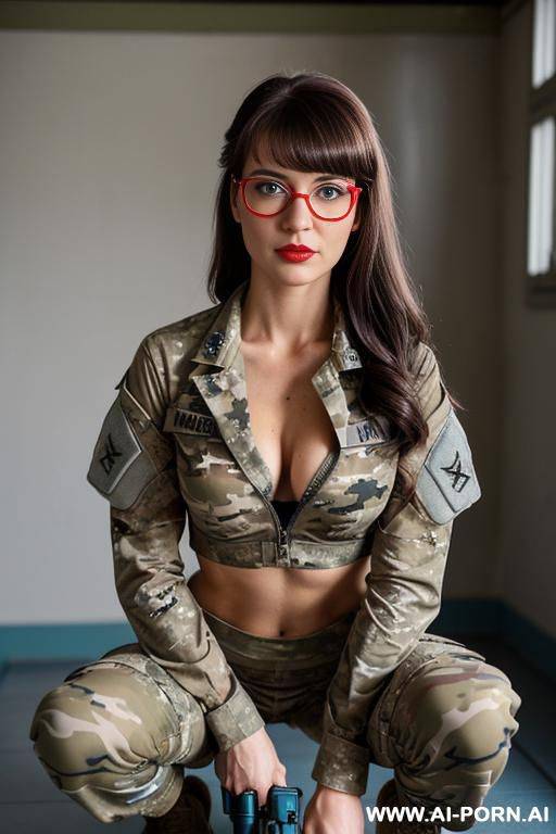 glasses, red lipstick, full lips, (flash hairy pussy), no panties, slutty stockings - #main