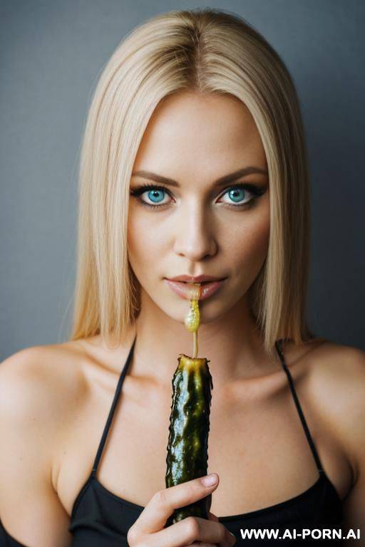 holding pickle in front of nose - #main