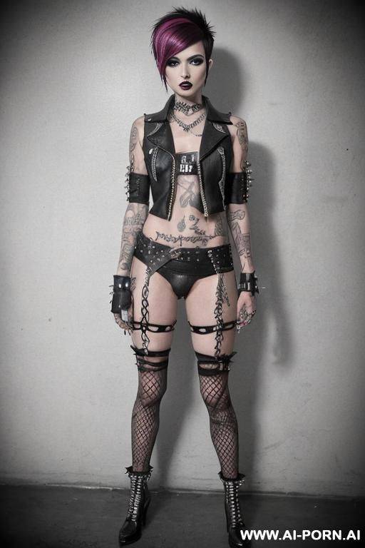 completly naked, bad woman, punk woman, serious, vi from arcane serie - #main