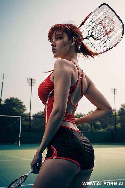 ginger, gystyle, from front, arching back, boobs hanging - #main