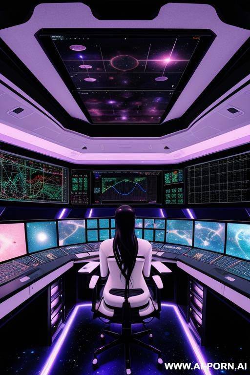 (anime art style) (space princess) (space ship control room) - #main