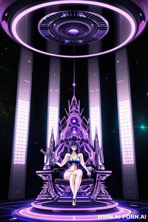 (anime art style) (space princess) (space ship throne room) - #main