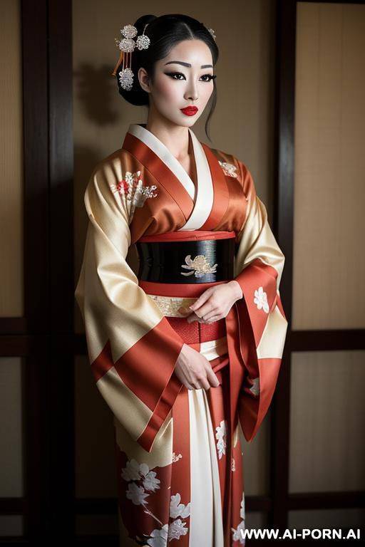 traditional japanese geisha, geisha makeup, beautifull face, muscular female - #main