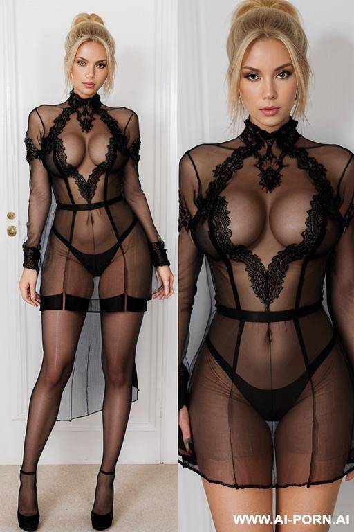 ((onelayer seethrough basic lace from neck to feet)), ((basic lace)) ((plain simple lace)) ((long saggy hanging oversized boobs)), ((show pussy)), ((totally naked in lace)), ((show huge areola)) - #main