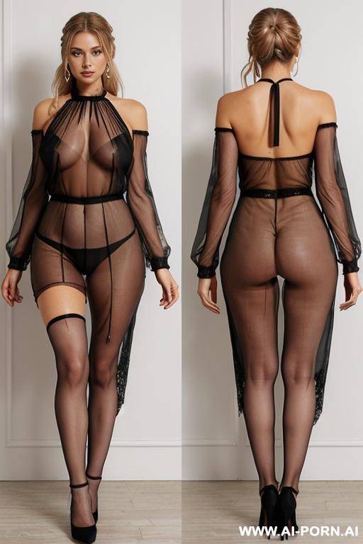 ((seethrough basic plain lace from neck to feet)), ((long saggy hanging oversized boobs)), ((show pussy)) ((no panties)), ((totally naked in lace)), ((show huge areola)) - #main