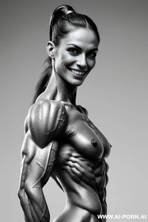 (white background), real life, ((pallid skin)), shiny skin, realistic nipple, ((nude)), ((naked)), (frontal view), (vagina), (((short))), (narrow waist), ((very slender)), nipple, (look straight into - #main