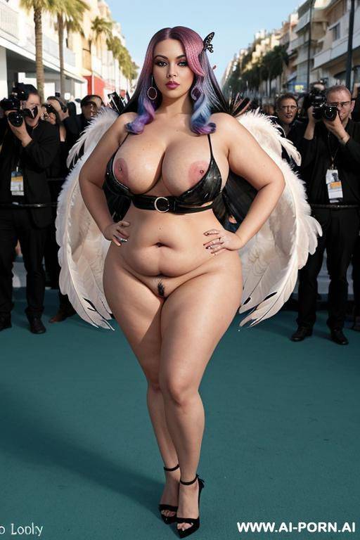 woman with scissors hands,, butterfly wings, hot tits teacher with massive perky pointy boobs, ((0 zz-cup)), chubby saggy gigantic round breasts, big lips silk skin - #main