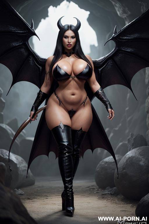 realistic look, super realistic, frontal view, devil woman, succubus, mistress of the underworld, goddess of darkness, powerful and cruel, sexy and beautiful, beautiful face, plump lips, big expressive - #main
