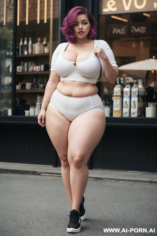 huge tits, huge hips, massive ass, ((flashing tits)), exposed tits, lifting shirt, public, exhibitionist, slut, chubby, thick, ((chubby)) , short hair - #main