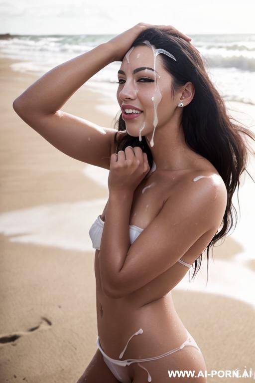 young naked women who is impressed with the amount of cum her friend left on her face. - #main