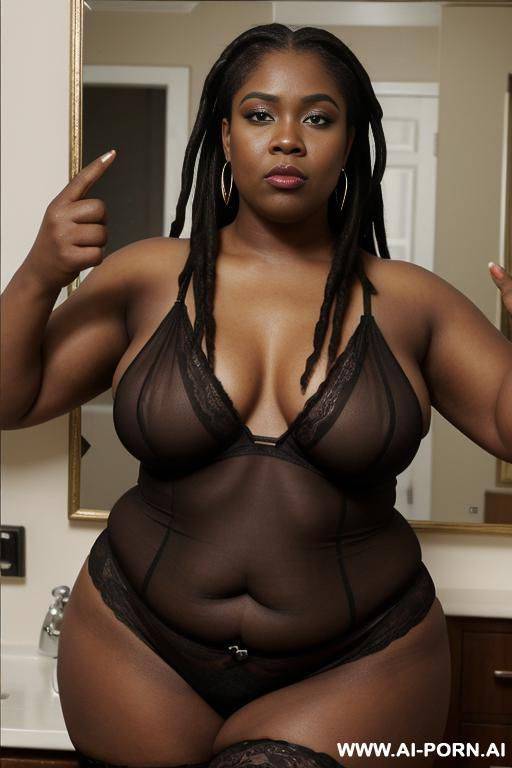 ((ebony model with blonde highlights)) ((big huge large massive heavy perky pointy boobs)) ((fat body)) ((middle finger)) - #main