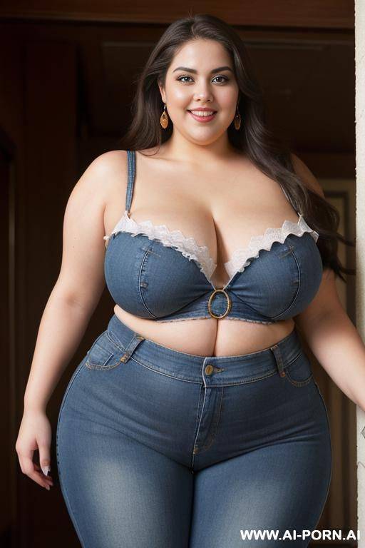 supermodel, big eyes, mexican, pear shaped, high rise jeans, plaid, enormous hips - #main