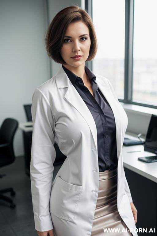 lab coat, business shirt, pencil skirt, fully clothed, ((short hair)) - #main