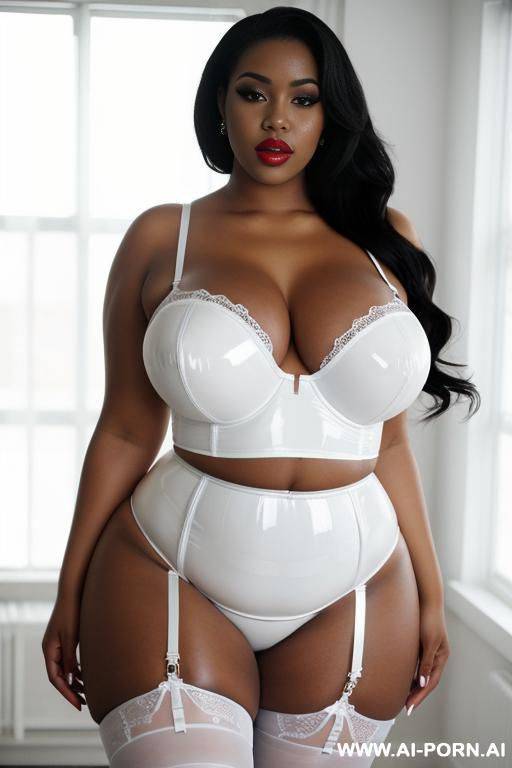 shiny white vinyl stockings and vinyl bustier - #main