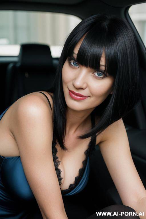 (woman 1), snobby, masterpiececondescending smile, fair skin, blue eyes, black hair, straight bangs, angry face, ultra-detailed, professional photography, - #main