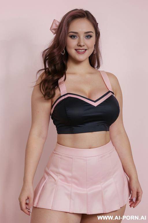 beautiful realistic (( face, 1, high uniform, super short skirt, crop top, thick thighs, hd image quality, ((no background)). - #main