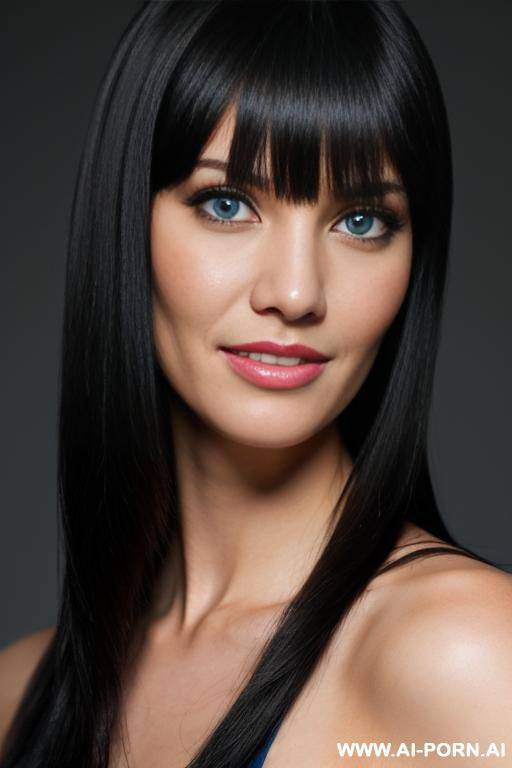 (woman 1), snobby, masterpiececondescending smile, fair skin, blue eyes, black hair, straight bangs, angry face, ultra-detailed, professional photography, - #main