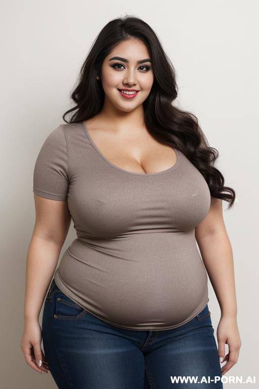 mexican, supermodel, pear shaped, extra thicc, heavy makeup, eyeliner, tight shirt - #main