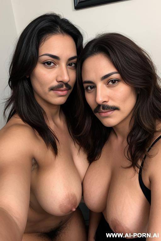 two beautiful lesbian milfs with mustache wearing only a b with hairy pussy and hairy legs and hairy arms - #main