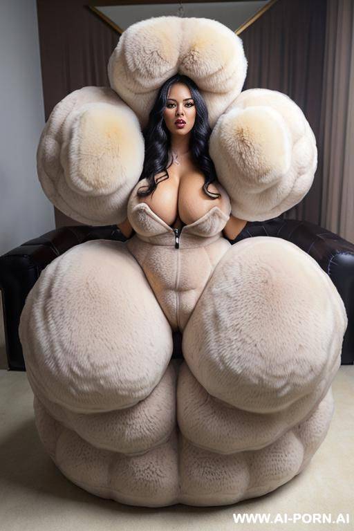 (((inflated pussy))), thick fur body suit, huge fluffy cow furry suit, hairy pussy, hyper inflated loose pussy, ((full furry body suit)), spreading massive pussy, hyper fluffy fur suit, ((hyper - #main