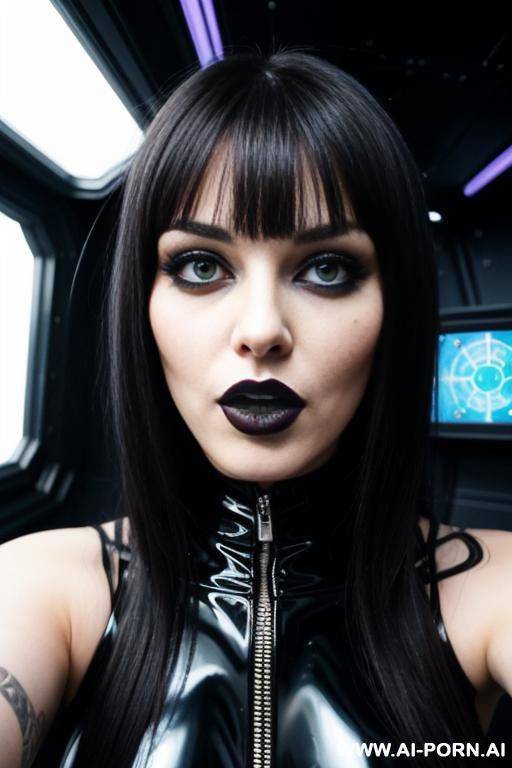 goth woman tongue out drooling lustily - #main