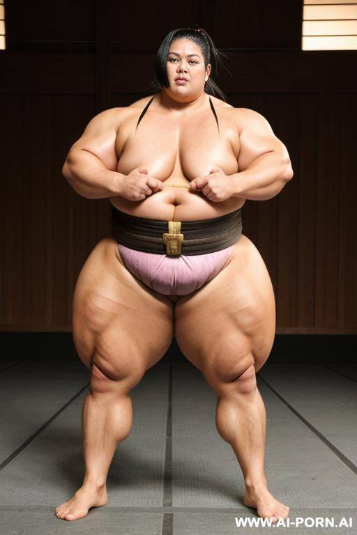 female sumo, obese muscled bulked up, huge thighs, - #main