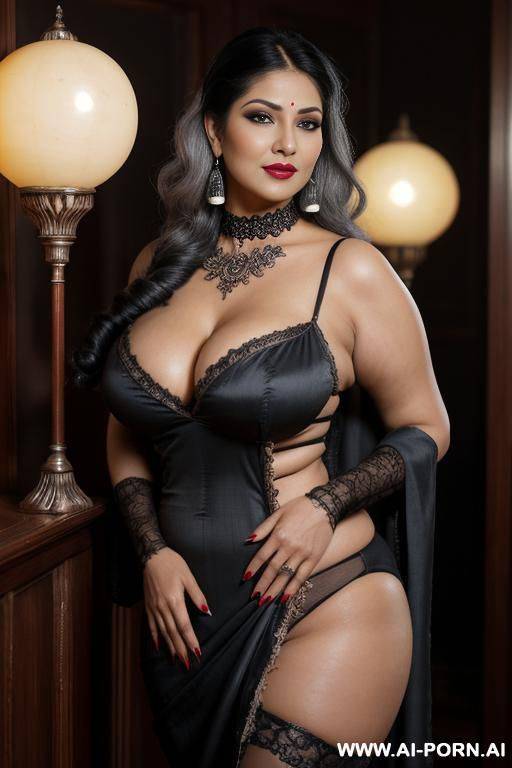 mature granny sexbot, front view, close-up, standing upright, hands on hips, looking at viewer, seductive smile, beautiful, big lips, wide jaw, heavy makeup, hoop earrings, pink nails, tan, big - #main