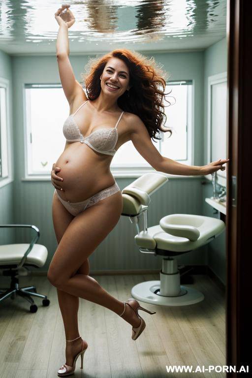 white milf, short dark hair, giant enormous long saggy toasts, large areolas, showing pussy, totally naked, standing, full body view, happy - #main