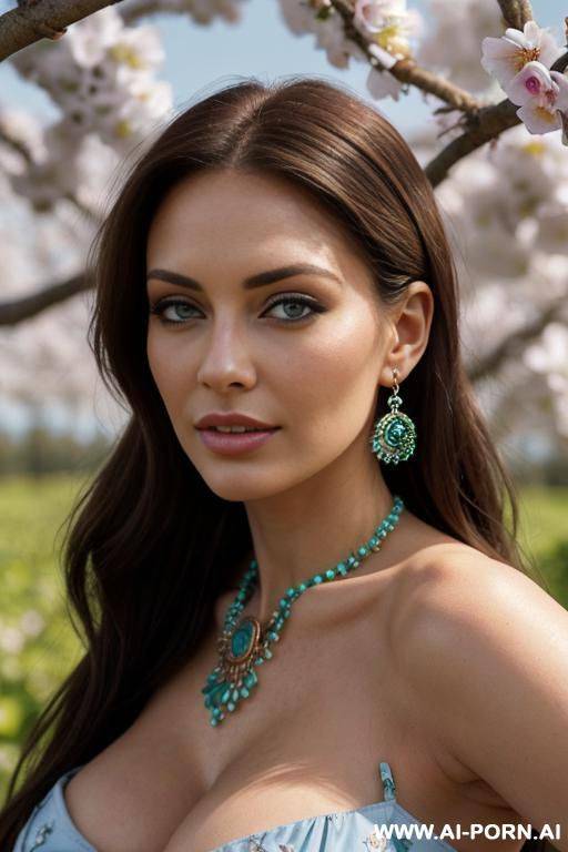ultra realistic hot busty woman brunette, green eyes, ultra detailed, best quality, finely detail, highly detailed face, highly detailed eyes, highly detailed hands, highly detailed skin, necklace, - #main