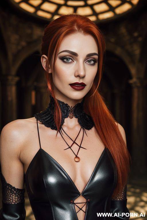 confident lady vampire, scary badass vampire fangs, seductive wide smile smirk, deep forests old ruins, (hypnotic glow art, uv reactive), shining magic hazel eyes, sleeveless, natural ashen skin, - #main