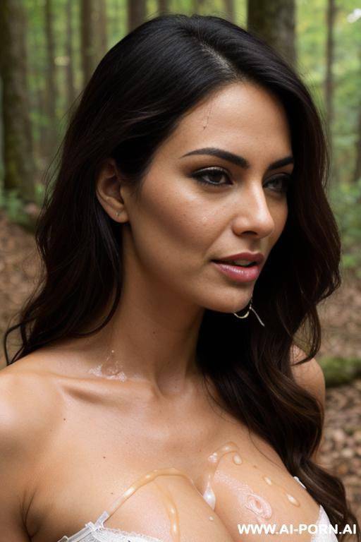 ((big)) (((fake))) tits, medium wavy hair, gorgeous, tan, seductive, bra, panties, latina, ((face glazed in cum)), facing camera - #main
