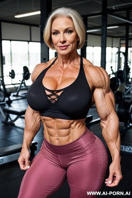 matured old milf, wrinkles, wrinkled skin, aging marks, bulked up thighs, tight shorts, tight shirt, extremely gigantic boobs, perfect eyes - #main