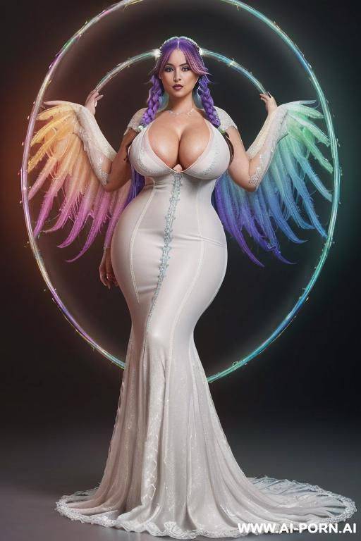 woman naked, ((eaglewoman with multi-colored long wings, woman with unrealistic enhanced augmented beautify boosted inflated traits, (sexy swedish british german american irish french facial trait),, - #main