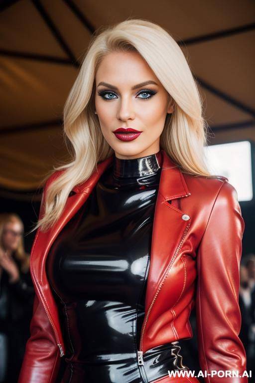 latex, makeup, supermodel, fashion model, red leather blazer - #main