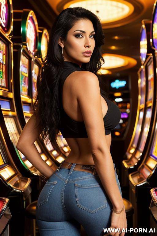 mexican, rocker, wide hips, supermodel face, high rise jeans, very tan, - #main