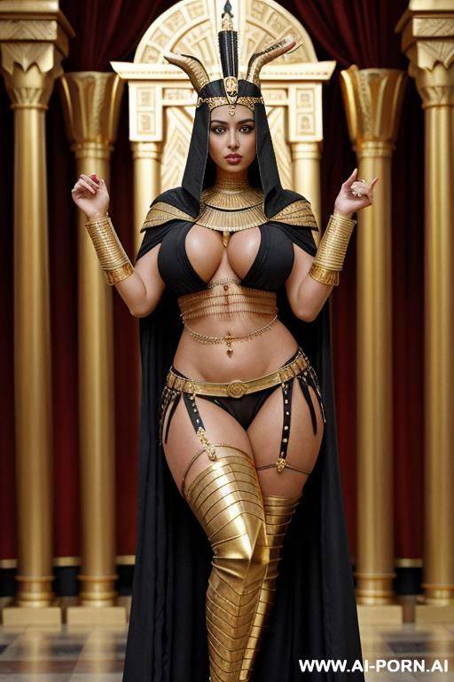 egyptian royalty. queen, royal necklace, pierced navel, rings, long nipples, large nipples, bracer, head dress, large areolas, ((oversized boobs)), anklet, huge nipples, gold armour, large nipples, large - #main
