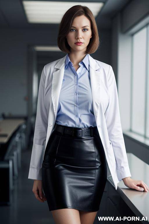 lab coat, business shirt, pencil skirt, belt - #main